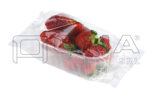 Vaschetta di fragole confezionate in flowpack