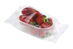 Vaschetta di fragole confezionate in flowpack